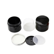 High quality 30ml 50ml 100ml 150ml 200ml 250ml black plastic cosmetic container black pet cream jar  and lids